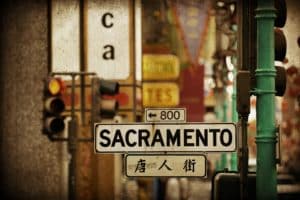 San Francisco, CA - MAY 11: Chinatown Street view on May 11, 2014 in San Francisco. It is the most densely settled large city in California and the second-most in US.