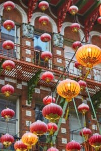 Beautiful red Chinese lanterns in Chinatown of San Francisco